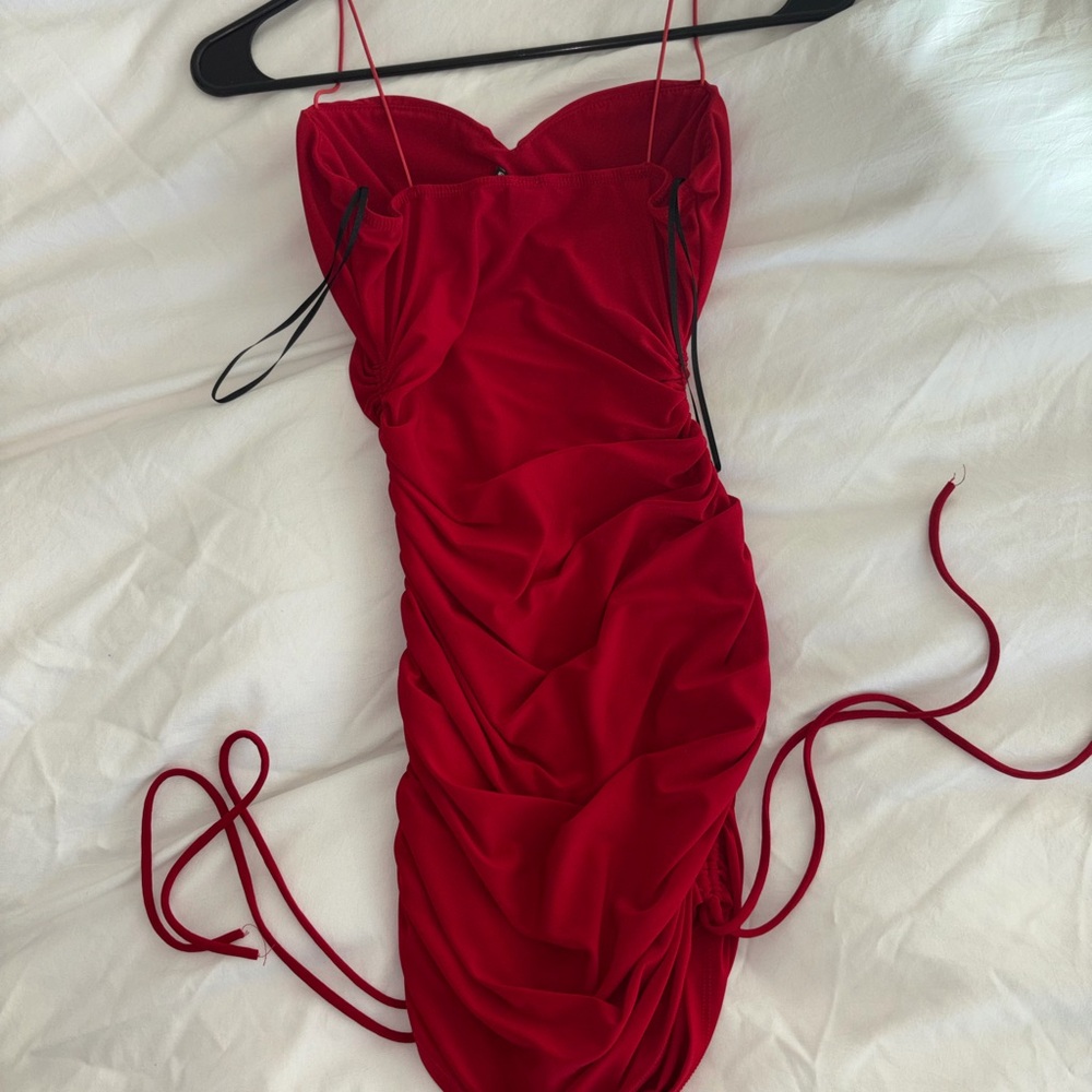 Windsor Red Ruched Mini Dress - Picture 2 of 2